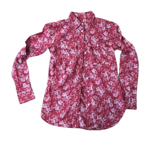 Lauren Ralph Lauren Tops - Lauren Ralph Lauren - Red Pocketed Curve Hem Floral Cuff Sleeved - XXS Wt11